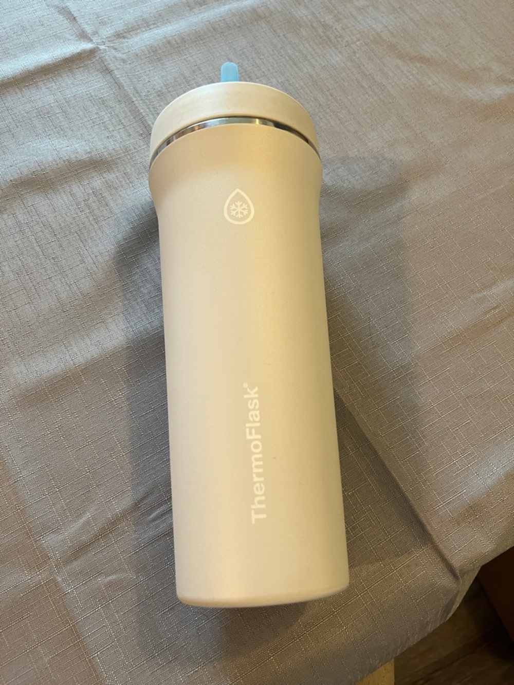 ThermoFlask Cream Insulated Travel Tumbler with Straw